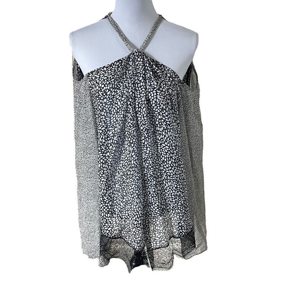 Derek Lam 10 Crosby Silk Flowy Witchy Blouse Black and White Size 8